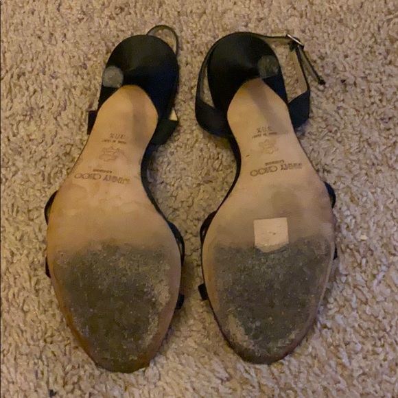 Jimmy Choo India Black Satin Heels Size 38 1/2 - Picture 3 of 5